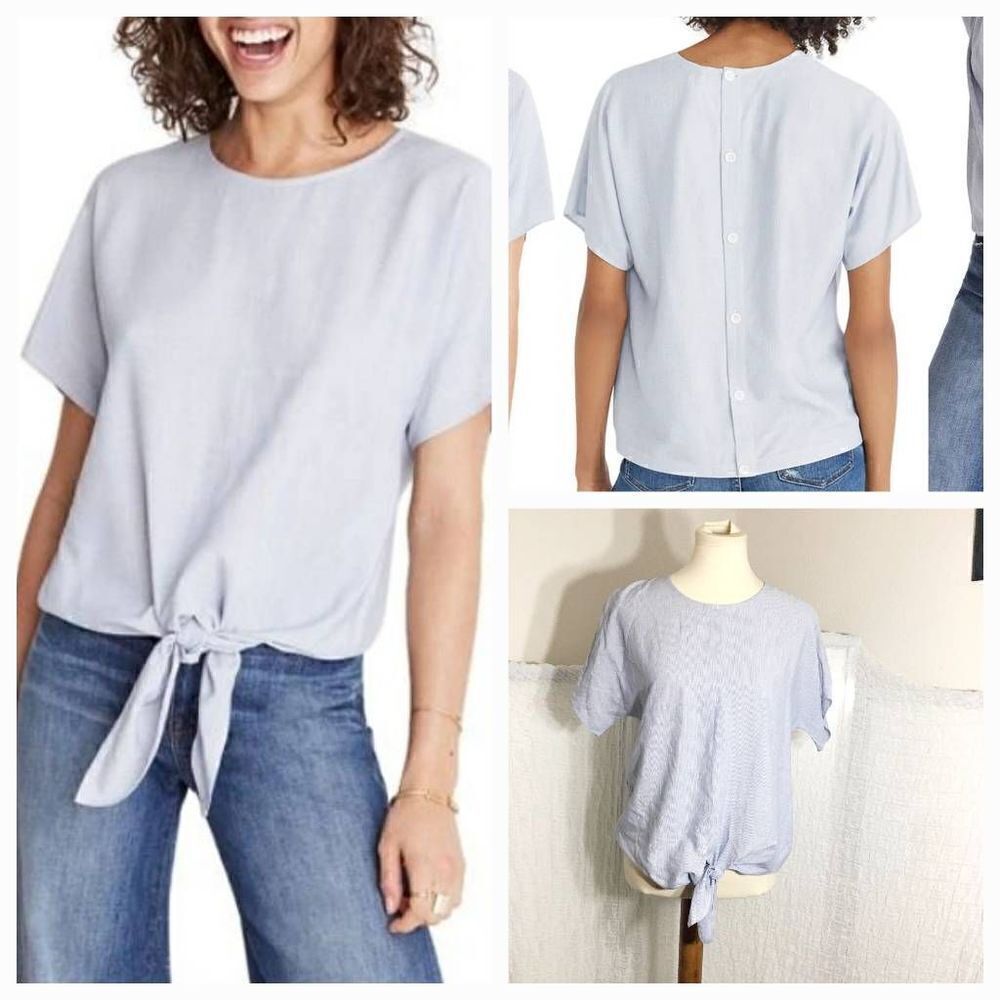 Madewell Button Back Tie Tee Top Size Small